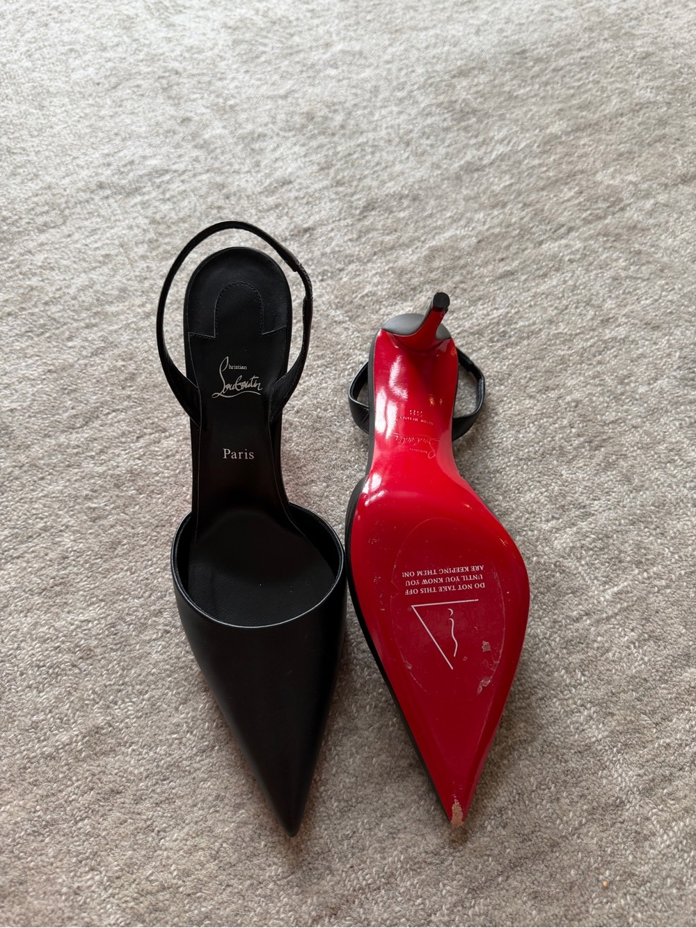 Christian Louboutin Apostropha Sling 80 Leather Slingback Pump - Picture 2 of 5